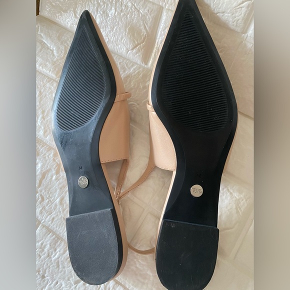 Zara Pointed Flat Leather Slingbacks - Picture 6 of 8